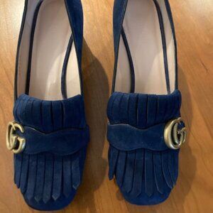 Gucci GG Suede Mid heel Suede Pump, size 38 (US 8)/Gucci GG Marmont Pumps